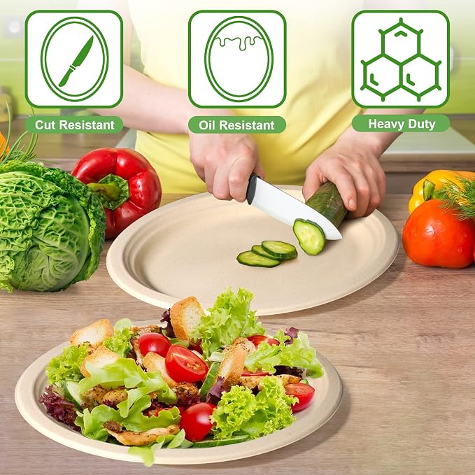 Eco Friendly 12 inch Brown Paper Plates - Image 2