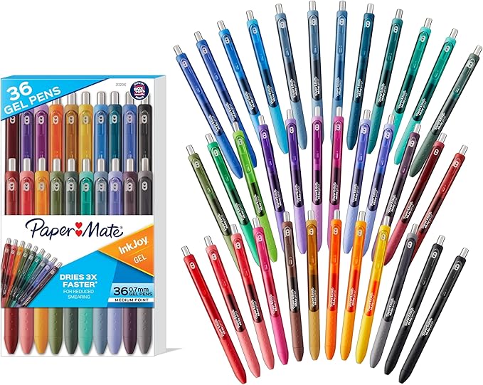 Paper Mate InkJoy Pens Gel Pens Medium Point (0.7 mm) Assorted 36 Count-DeskLoop Office