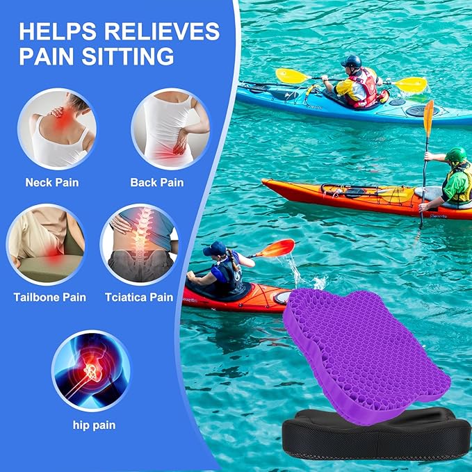 Thicken 19.7in Seat Cushion, Gel Seat Cushion for Long Sitting–Office Chair, Wheelchair, Car Pad, Large Cooling Support Pad for Back Pain, Sciatica, Tailbone Pain Relief-DeskLoop Office