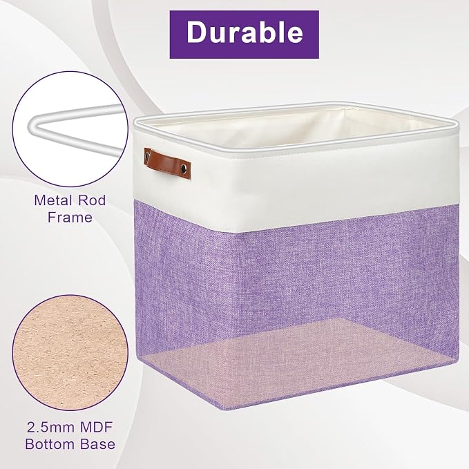 Bagnizer Large Fabric Storage Baskets | 50L Storage Bins, Decorative Linen - Image 4