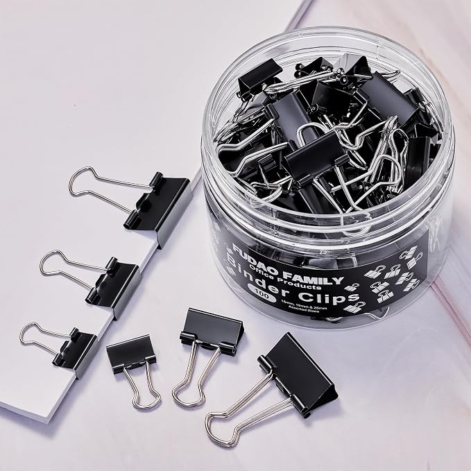 100pcs Binder Clips Assorted Sizes, Mini 3 Sizes - Image 3