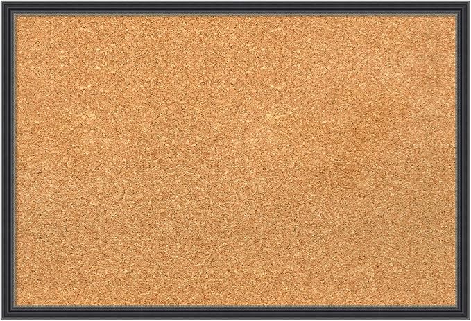 Amanti Art Natural Cork Board for Wall, 17x25 Vision Board with Black Wood Frame, Medium Corkboard Office Decor for Home Organization, Traditional Corkboard Pinboard to display items for home-DeskLoop Office
