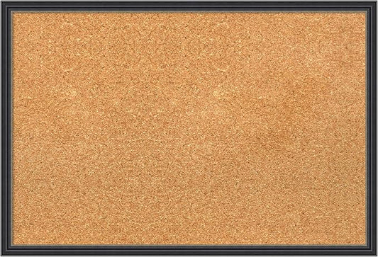 Amanti Art Natural Cork Board for Wall, 17x25 Vision Board with Black Wood Frame, Medium Corkboard Office Decor for Home Organization, Traditional Corkboard Pinboard to display items for home-DeskLoop Office
