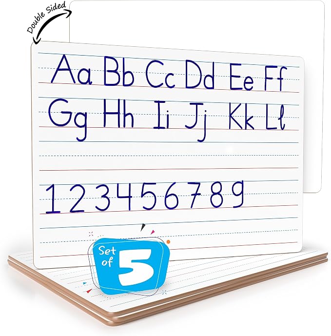 Scribbledo 5 Pack Lined Dry Erase Boards, Double Sided White Board by Scribbledo