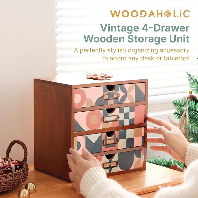 Mid-Century Modern Geometric Pattern Desk Organizer - Image 3