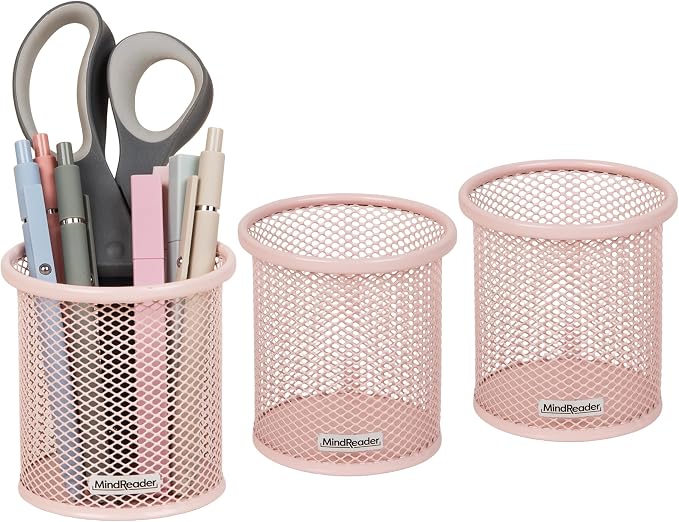 Mind Reader Pen and Accessories Holder, Desktop Organizer, Metal Mesh, 3.5"L x by MindReader
