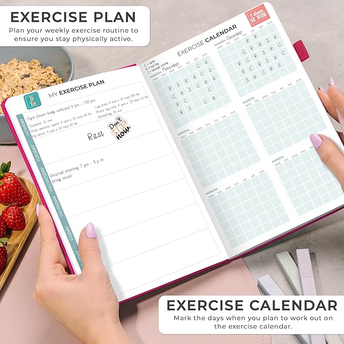 Clever Fox Weekly Meal Planner - Weekly & Daily Meal Prep Journal with Shopping and Grocery Lists for Menu Planning, Healthy Diet & Weight Loss Tracking, Lasts 1 Year, Undated, A5 - Fuchsia-DeskLoop Office