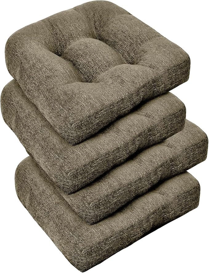 downluxe Chair Cushions for Dining Chairs 4 Pack, Tufted Indoor Chair Pads by Downluxe