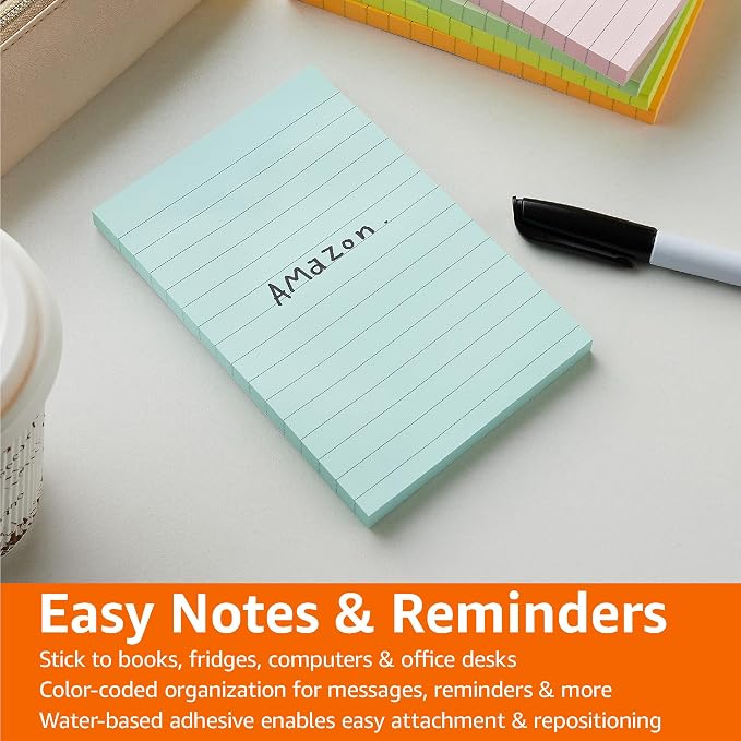 Amazon Basics Lined Sticky Notes, 4x6" Self-Stick Pads - Image 7