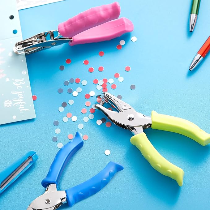 Chumia 12 Pieces Single Hole Punch Handheld 1/4 Inch Hole Paper Punch - Image 6