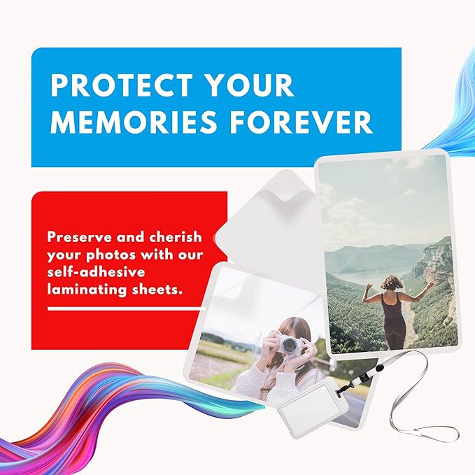 10mil Self-Adhesive Cold Laminating Sheets (120 Variety Count) Letter, Photo, Card, Notecard, I.D. Badge and Business Card Sizes. No Heat, No Machine needed, Easy Self-Sealing Pouches-DeskLoop Office