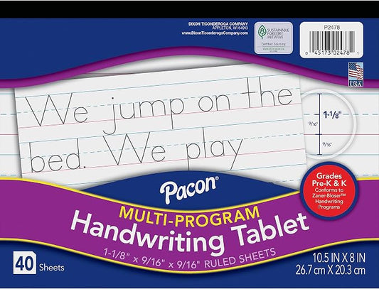 Pacon Handwriting Paper, Zaner-Bloser Grades Pre-K & K, 1-1/8" x 9/16" x 9/16" by Pacon