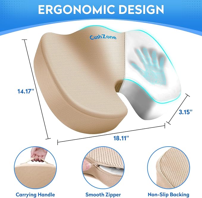 CushZone Seat Cushion, Office Chair Cushions, Car Seat Cushion, Non-Slip - Image 3