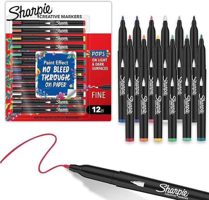 Sharpie Creative Markers, Water-Based Acrylic Paint Markers, Fine Tip by Unknown