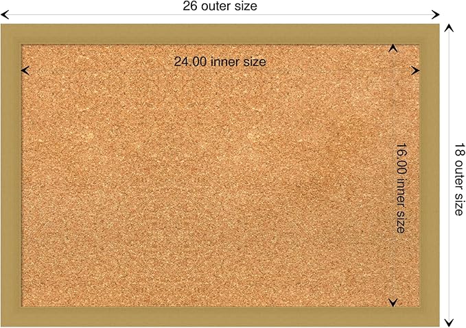 Amanti Art Natural Cork Board for Wall, 18x26 Vision Board with Gold Frame, Medium Corkboard Office Decor for Home Organization, Casual Corkboard Pinboard to display items for home organization-DeskLoop Office