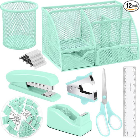 auroray Green Desk Organizers and Accessories, Teal Office Supplies Set Green by auroray