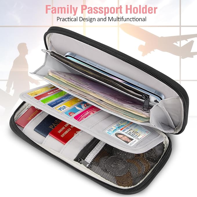 BKNOOU Family Passport Holder RFID Blocking Travel Document Organizer | Large - Image 3