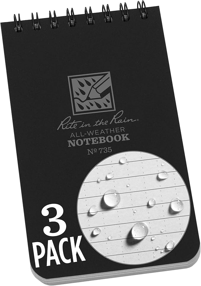 Rite in the Rain Weatherproof Top Spiral Notebook, Universal Pattern, 3 Pack by RiteintheRain