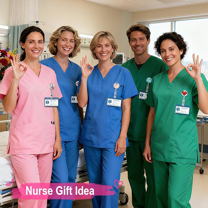 10 Pack Nurse Badge Reel Holder Retractable Nursing ID Badge Reels Cute - Image 3