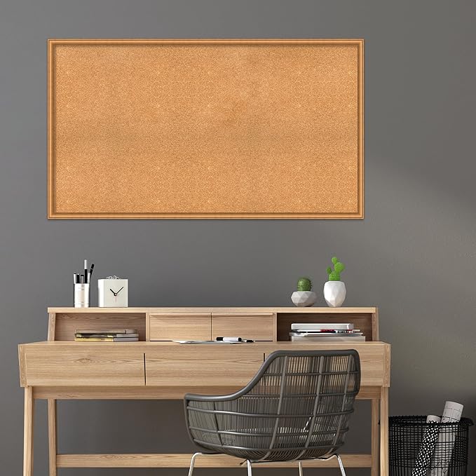 Amanti Art Natural Cork Board for Wall, 32x56 Vision Board with Bronze Frame, Oversize Corkboard Office Decor for Home Organization, Casual Corkboard Pinboard to Display Items for Home Organization-DeskLoop Office