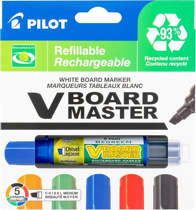 Pilot V Board Master BeGreen Refillable Dry-Erase Markers, Medium Chisel Tip - Image 3