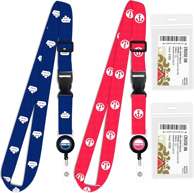 Cruise On Cruise Lanyard for Ship Cards – 2-Pack Retractable Badge & Waterproof by CruiseOn