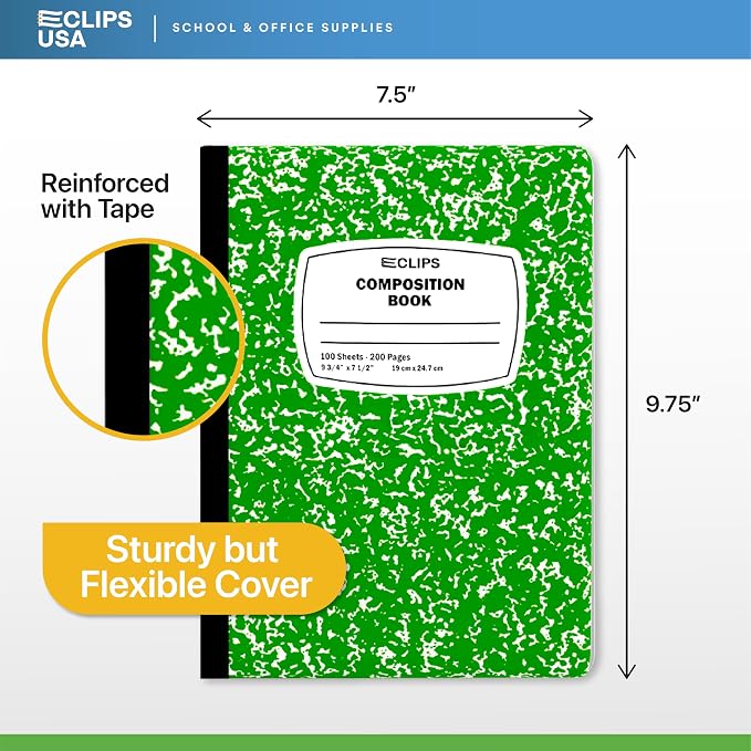 Composition Notebook Wide Ruled Composition Notebooks Bulk Green Marble Hard - Image 3