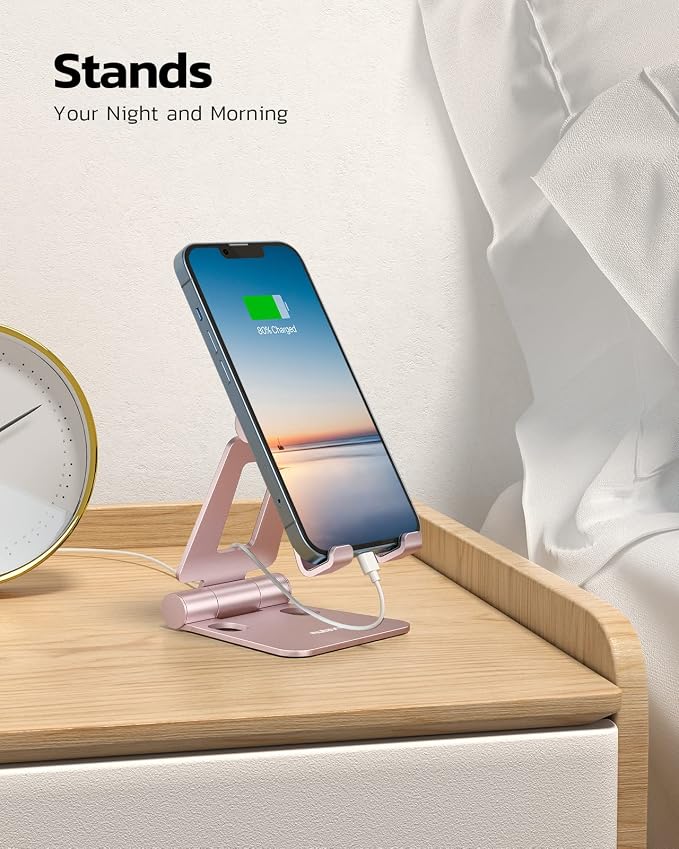 Nulaxy Dual Folding Cell Phone Stand, Fully Adjustable Foldable Desktop Phone - Image 2