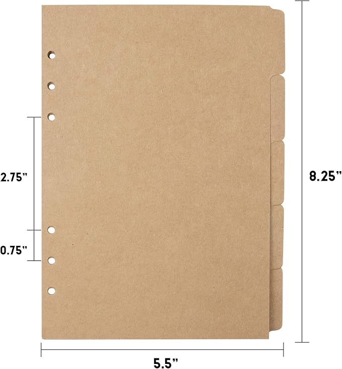 AUEAR, 3 Sets A5 Kraft Paper Divider 6 Holes Ring Index Page Tab Cards - Image 8