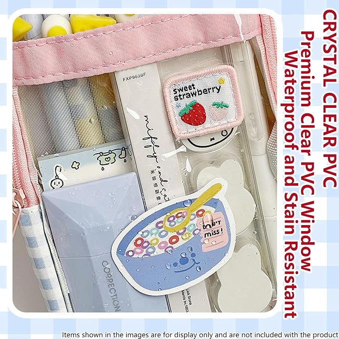 UINSUE Cute Pen case Adorable Bunny Transparent 3-Layer Large Capacity Pencil - Image 6