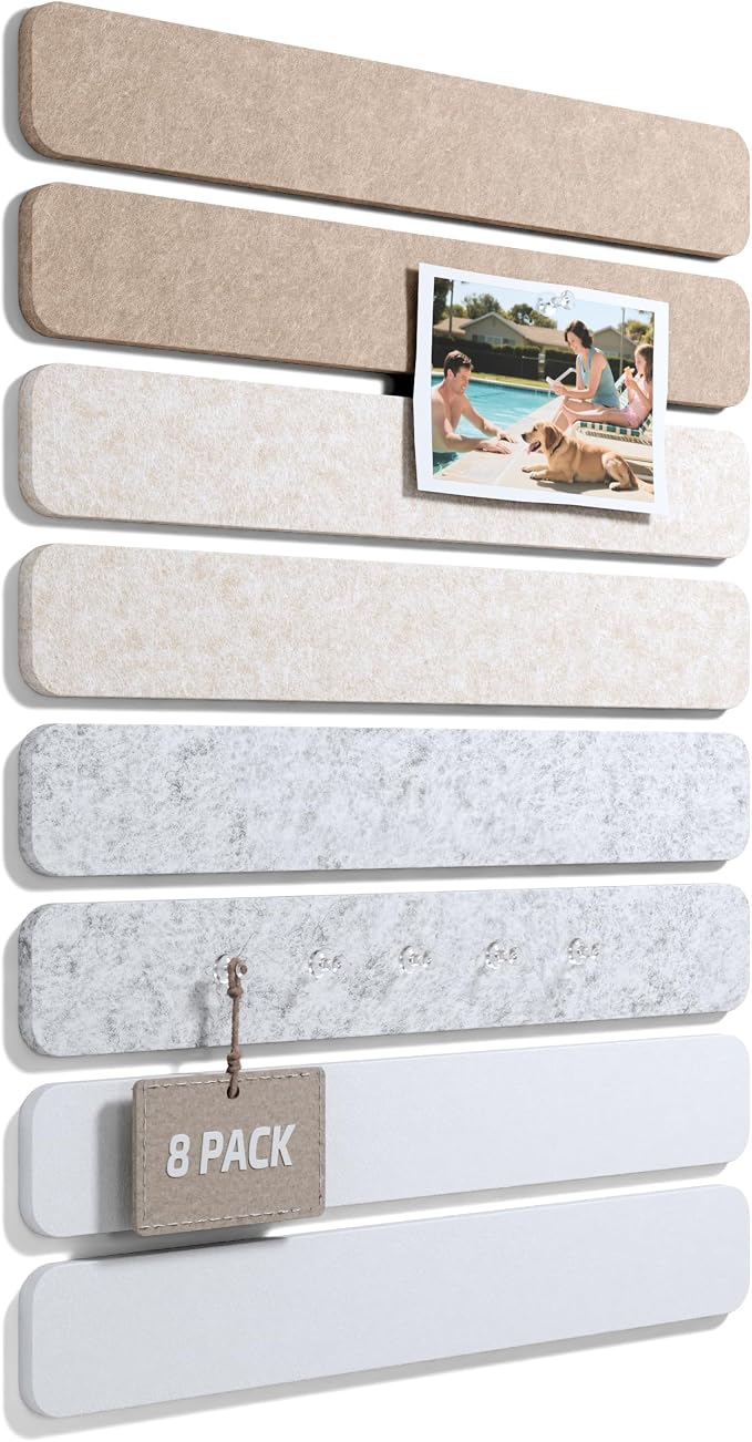Fluxynara Cork Board Alternative Felt Strip Board 8-Pack 13"x2", Office Pin by FLUXYNARA