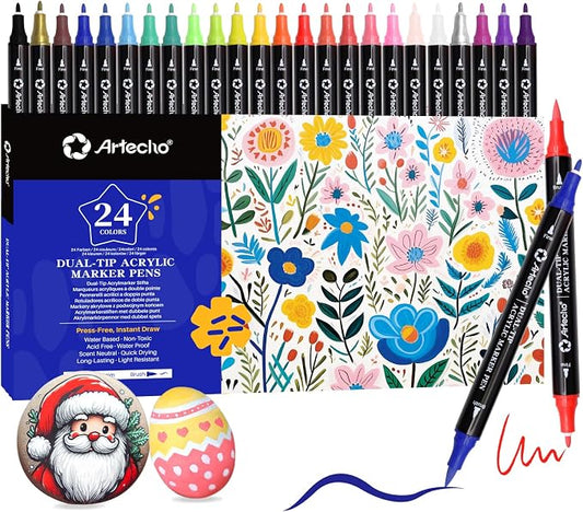 Artecho Acrylic Paint Markers 24 Colors, Acrylic Paint Pens by Artecho