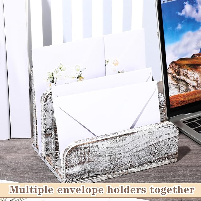 Briwooody Wooden Mail Organizer 3 Slots Mail Holder - Image 6