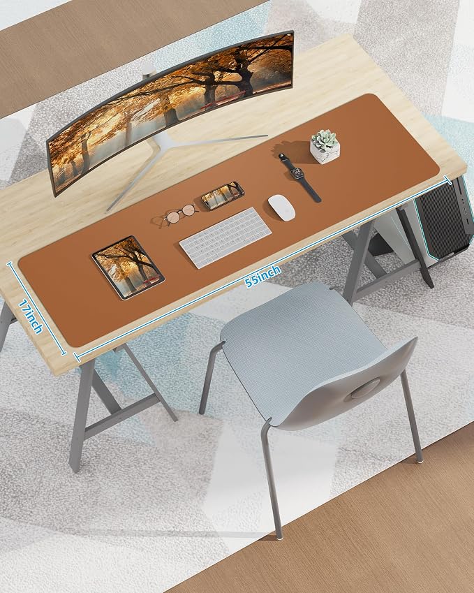 Leather Desk Pad Protector, Mouse Pad, Office Desk Mat, Non-Slip PU Leather - Image 7