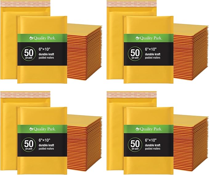 Quality Park Bubble Mailers, 6 x 9 Shipping Envelopes, Durable Brown Kraft by Quality+Park