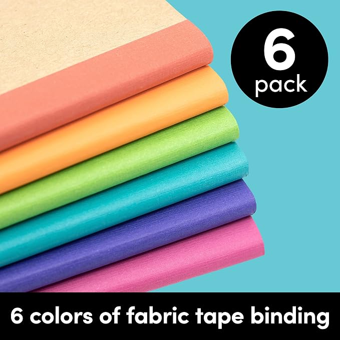 PAPERAGE 6-Pack Composition Notebook Journals, 120 Pages, Kraft Cover - Image 2