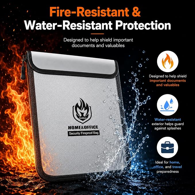 Andyer 4 Pack Fireproof Document Bags, Waterproof Document Holder | Multi-Size - Image 3
