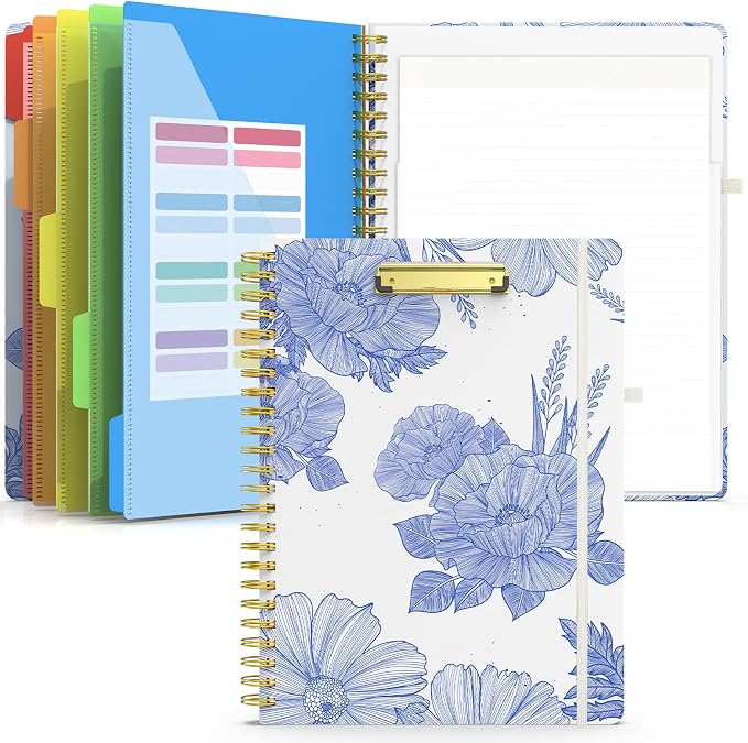 Sooez Clipboard Folio with Refillable Notepad, Folder with 10 Storage Pockets by Sooez
