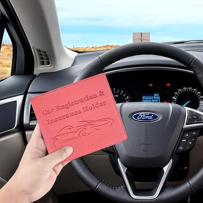 Car Registration and Insurance Holder, Premium PU Leather Vehicle Glove Box Car - Image 6