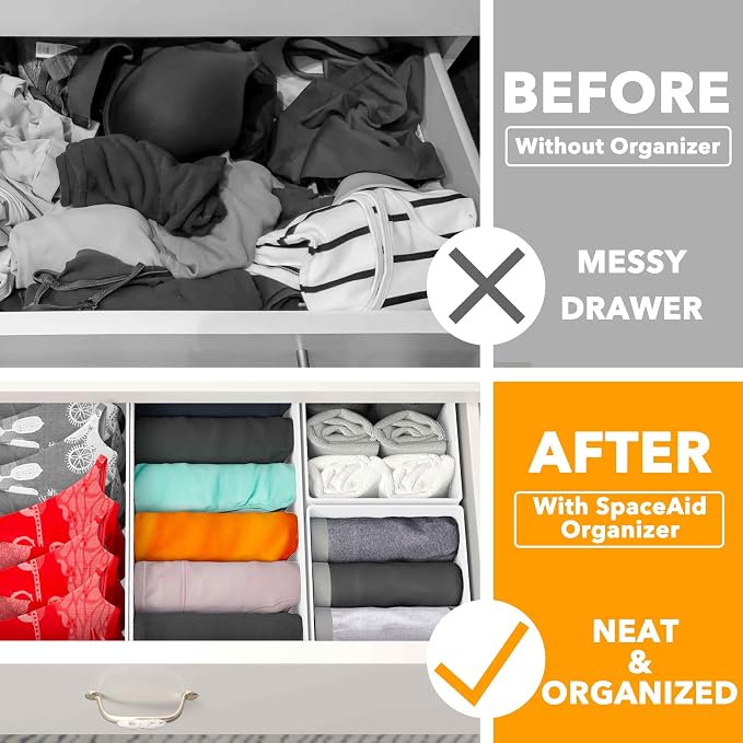 SpaceAid Drawer Organizer Clothes, 12 Pack Dresser Organizer Bins - Image 2