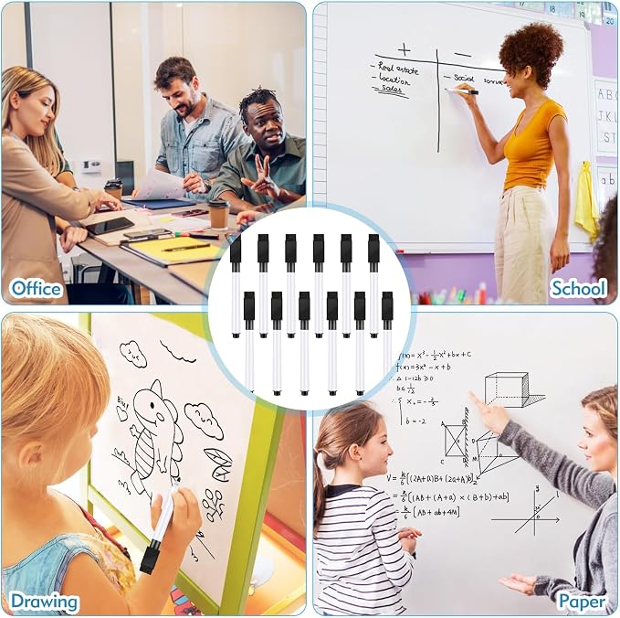12 Pcs Black Dry Erase Markers, Office Supplies - Image 5
