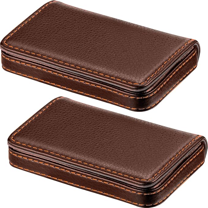 Outus 2 Pcs Business Card Holder, PU Leather Business Card Case Pocket Wallet by Outus