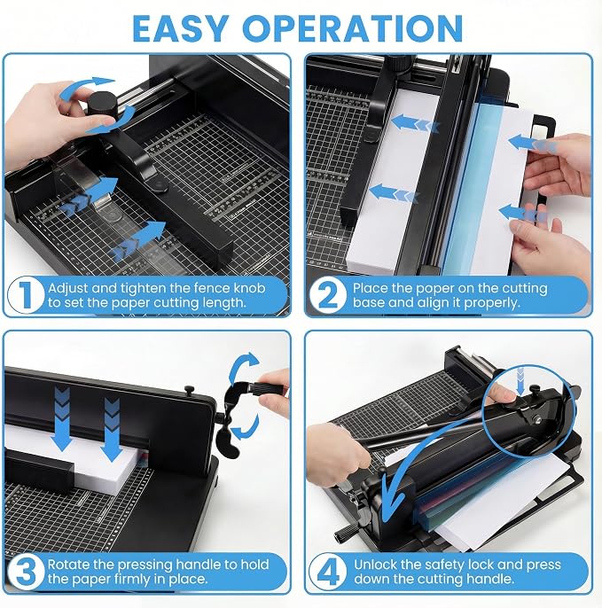 Heavy Duty Paper Cutter for A4 Paper, Guillotine Paper Cutter 12 Inch, 400 - Image 6