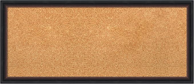 Amanti Art Natural Cork Board for Wall, 14x32 Vision Board with Black Wood Frame, Medium Corkboard Office Decor for Home Organization, Casual Corkboard Pinboard to display items for home organization-DeskLoop Office