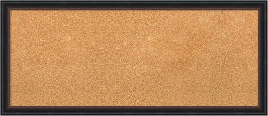 Amanti Art Natural Cork Board for Wall, 14x32 Vision Board with Black Wood Frame, Medium Corkboard Office Decor for Home Organization, Casual Corkboard Pinboard to display items for home organization-DeskLoop Office