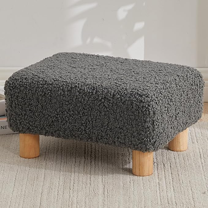 Small Foot Stool Ottoman, Sherpa Footstool Ottoman Foot Rest by FIMIVIBI