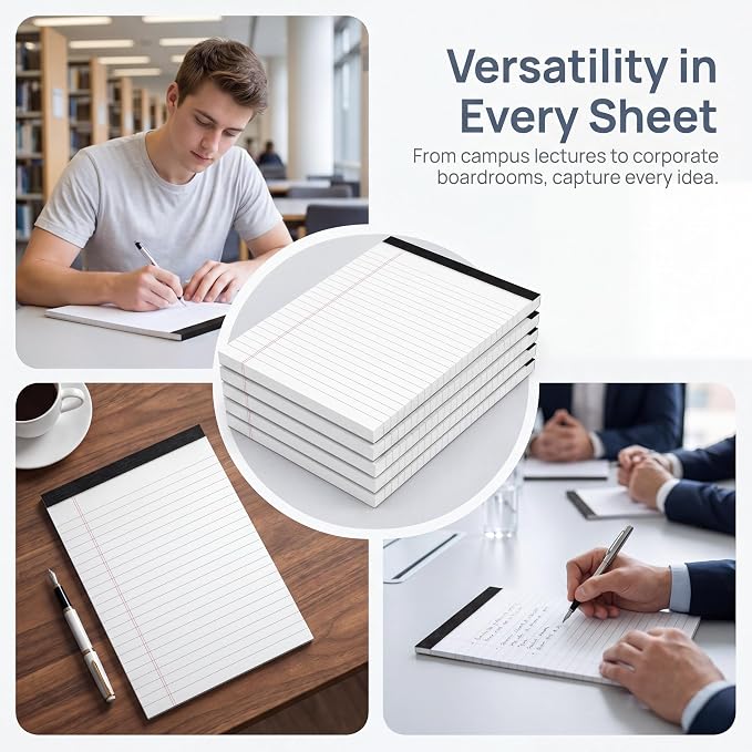 6 Pack Small Legal Pads 5x8 College Ruled White Note Pads 5x8 Writing Pads - Image 6