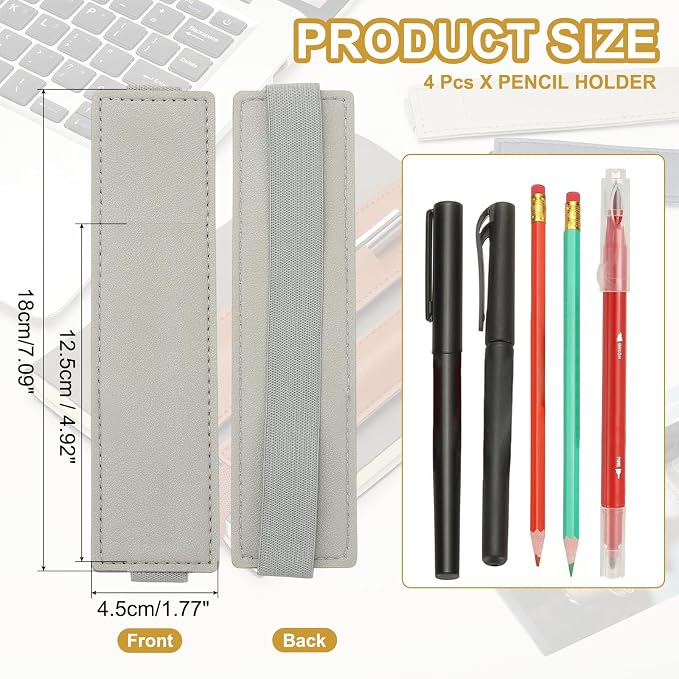 PATIKIL 4Pcs Elastic Notebook Pen Holder, Adjustable Hold 2 Pen Holder PU - Image 2