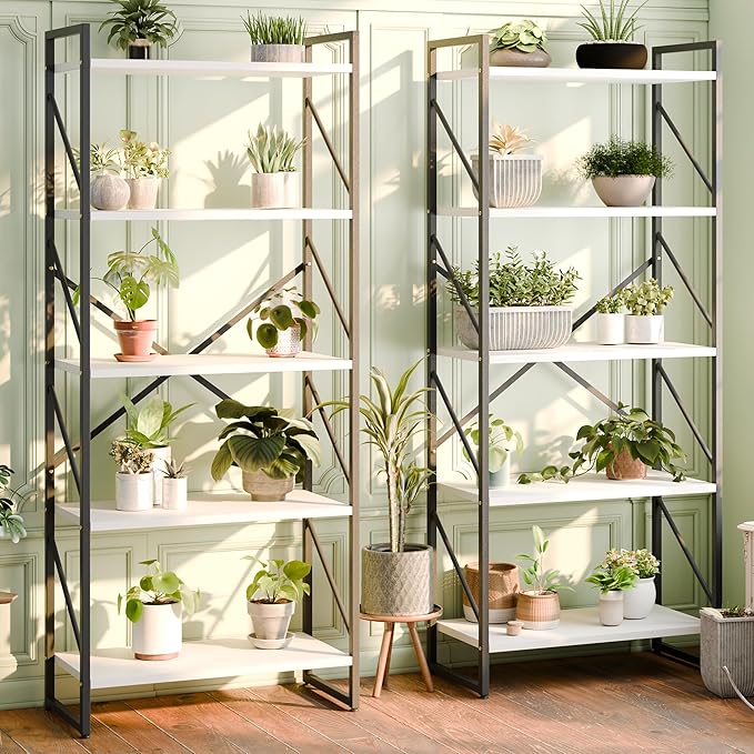 Shintenchi 5 Tiers Bookshelf, Classically Tall Bookcase Shelf, Industrial Book - Image 4