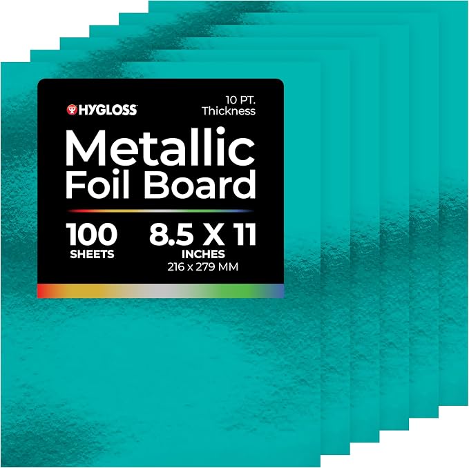 Hygloss Metallic Cardstock Sheets – 100 Shiny Light Blue Sheets, 8.5” x 11” by HyglossProductsInc
